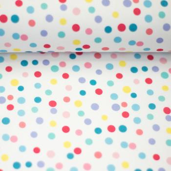 Preview: Baumwolldruck kleine Bunte Punkte auf Weiß Soto by Swafing